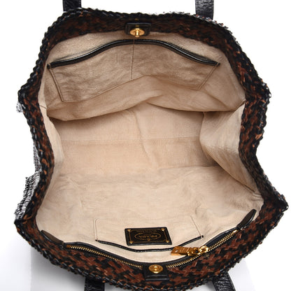 Prada Goatskin Woven Shopping Tote Cacao 5 of 7