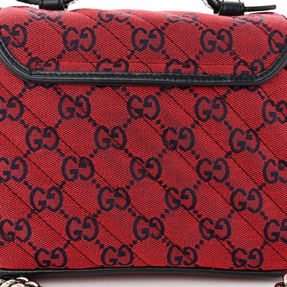 Gucci Monogram Multicolor Matelasse Diagonal Mini GG Marmont Top Handle Shoulder Bag Red Blue 12 of 12