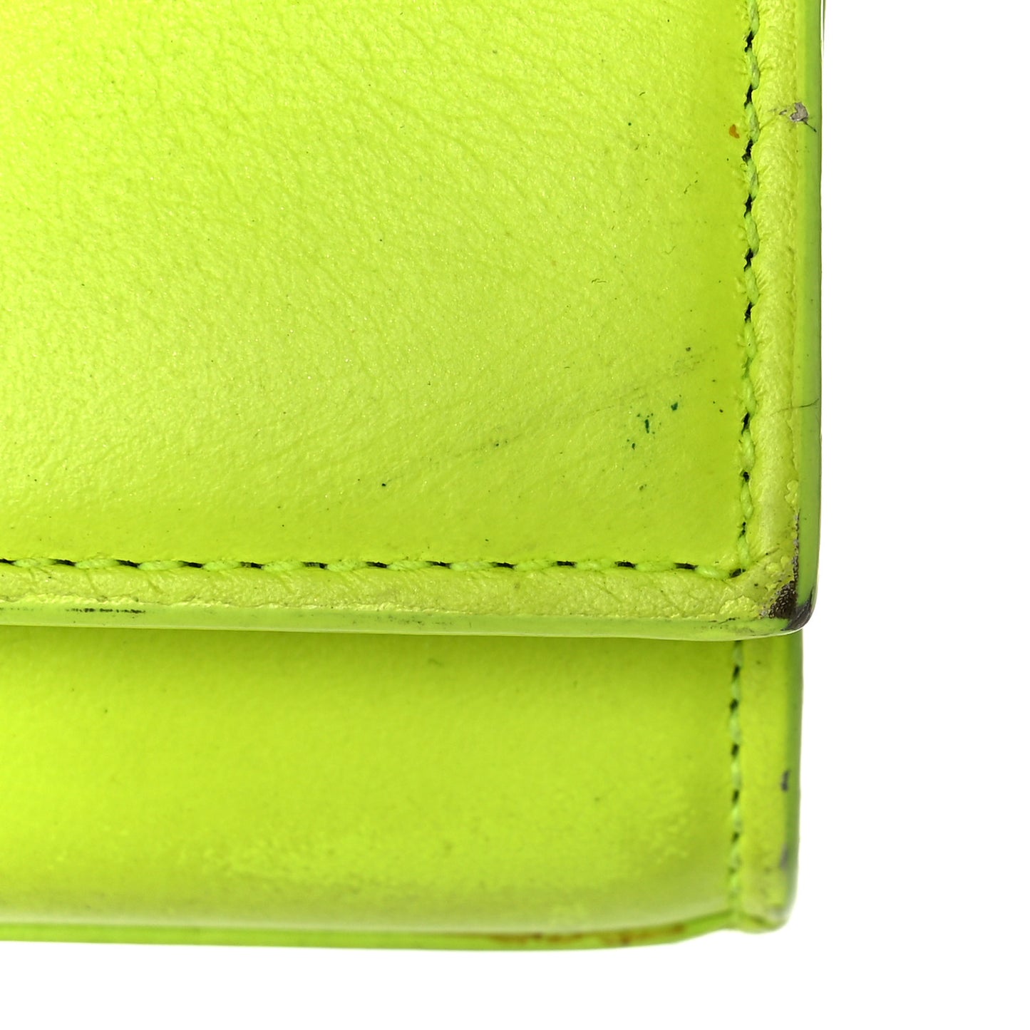 Smooth Calfskin Small Monogram Kate Satchel Neon Yellow