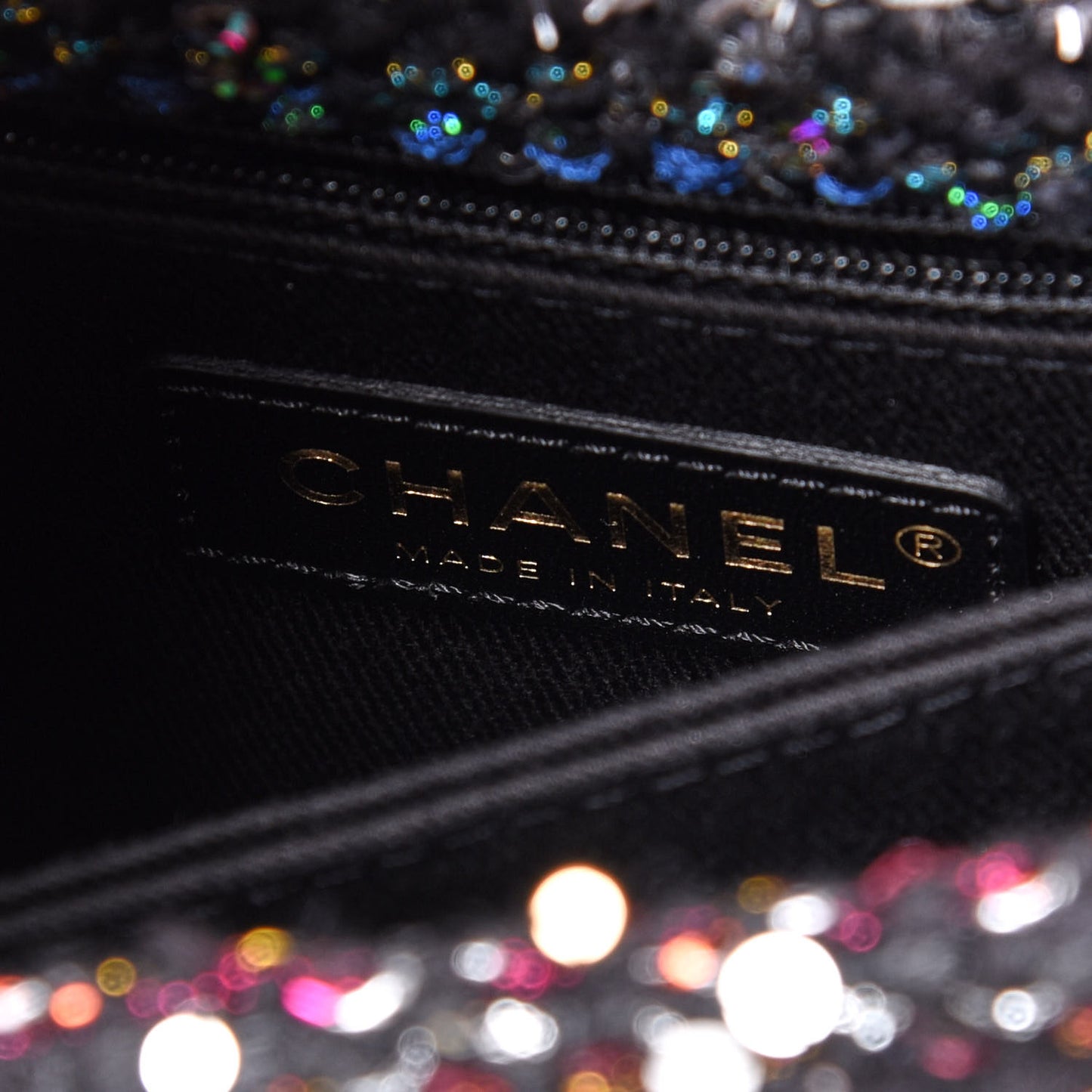 Tweed Sequin Mini Coco Handle Flap Black