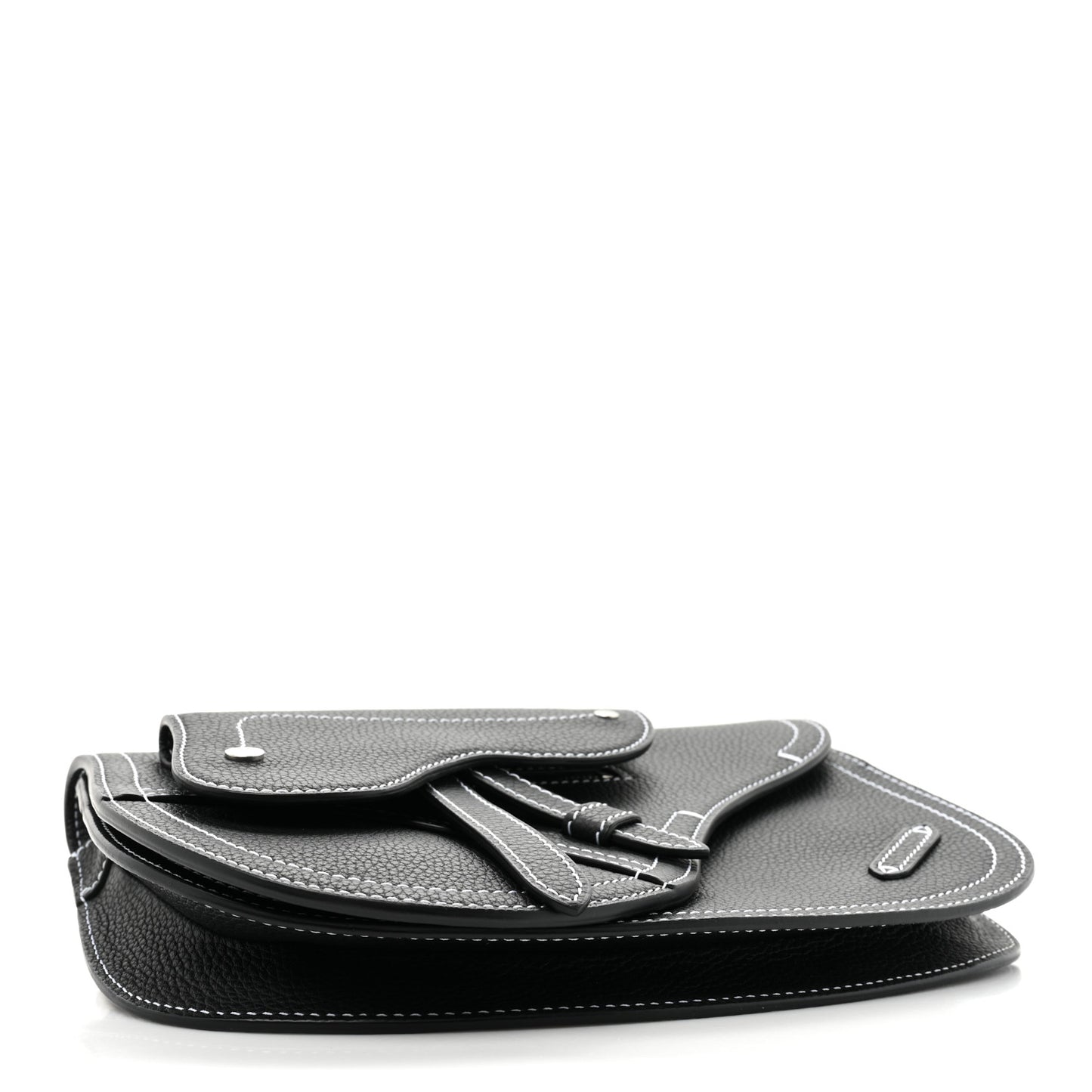 X KAWS Grained Calfskin Saddle Pouch Black