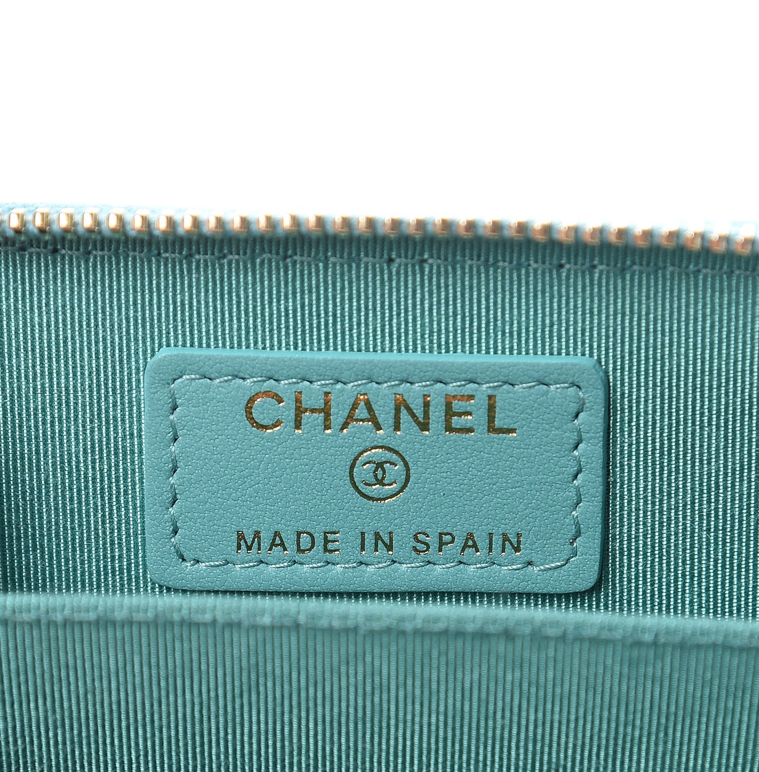 Chanel Caviar Chevron Quilted Zip Coin Purse Green 6 of 8