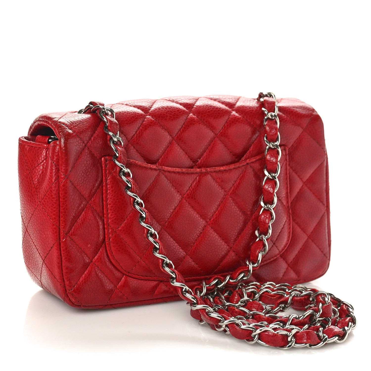Chanel Caviar Quilted Mini Rectangular Flap Red 3 of 14