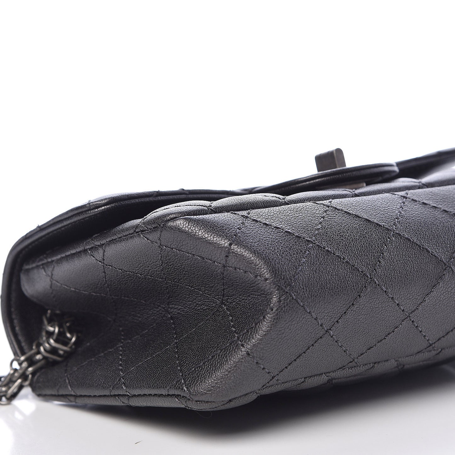 Metallic Sheepskin Quilted 2.55 Reissue Mini Flap Dark Silver