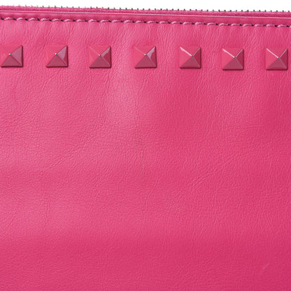 Valentino Garavani Vitello Monochrome Large Rockstud Zip Wristlet Pouch Pop Fuxia 10 of 10