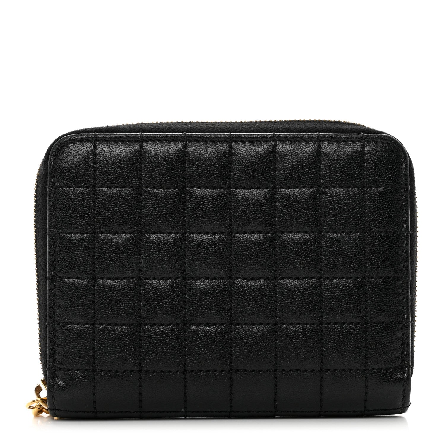 Celine Lambskin Quilted C Charm Zip Around Wallet Black 1 of 8