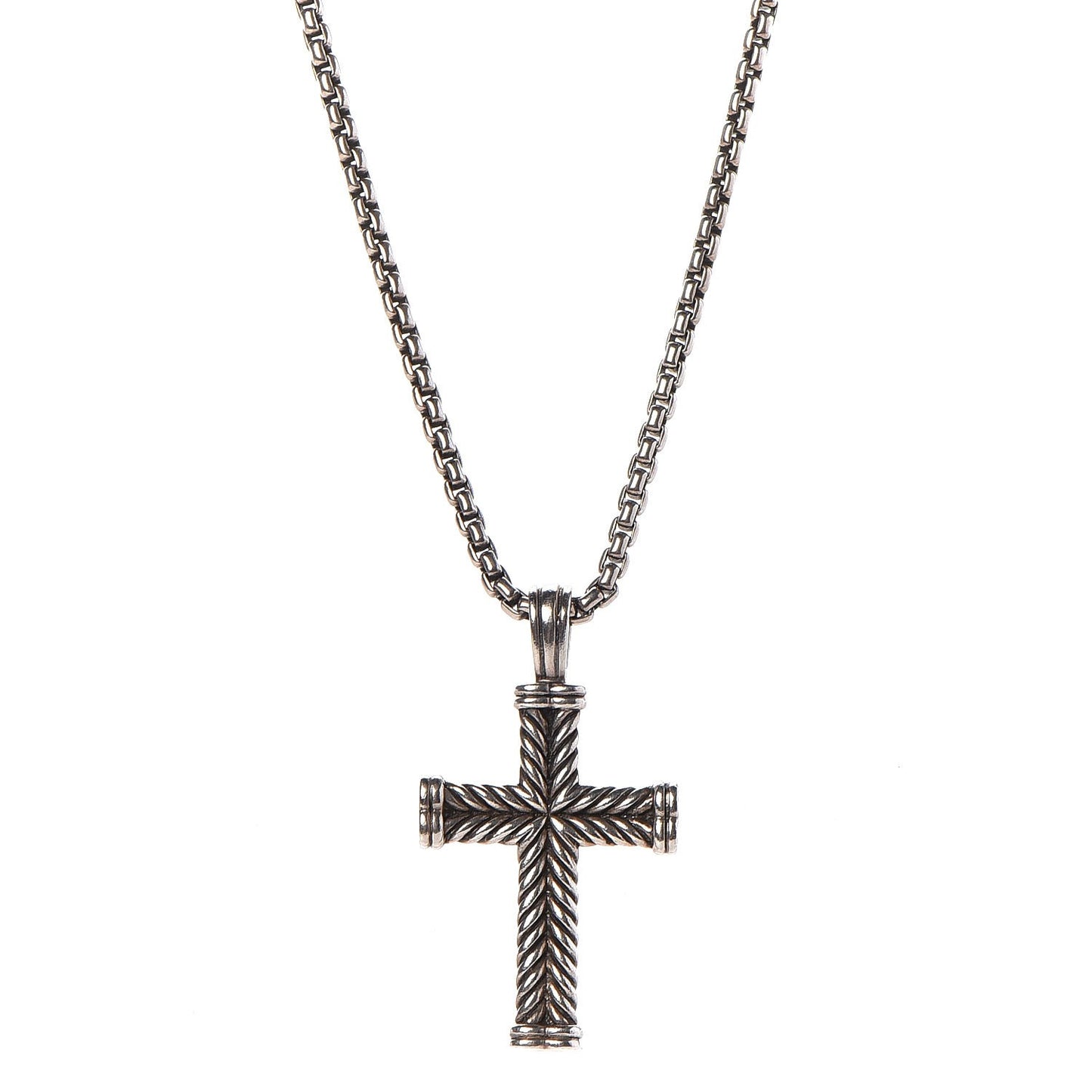 Sterling Silver Chevron Cross Necklace