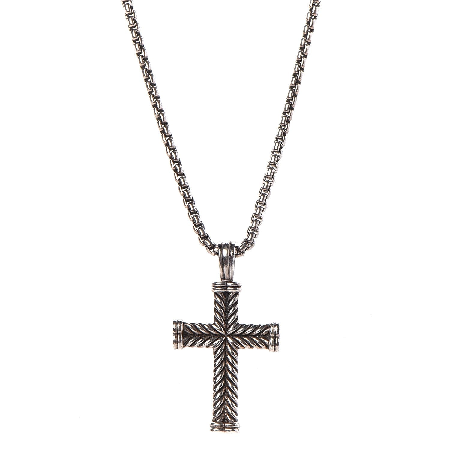 David Yurman Sterling Silver Chevron Cross Necklace 1 of 6