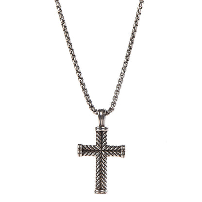 David Yurman Sterling Silver Chevron Cross Necklace 1 of 6