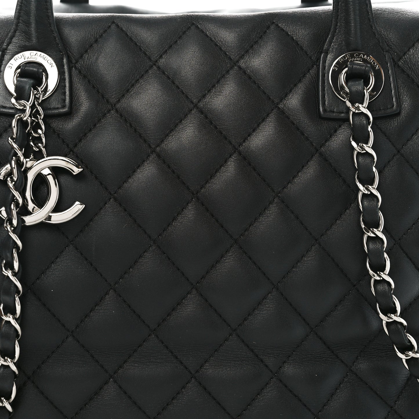 Calfskin Quilted Feather Weight Bowling Bag Black