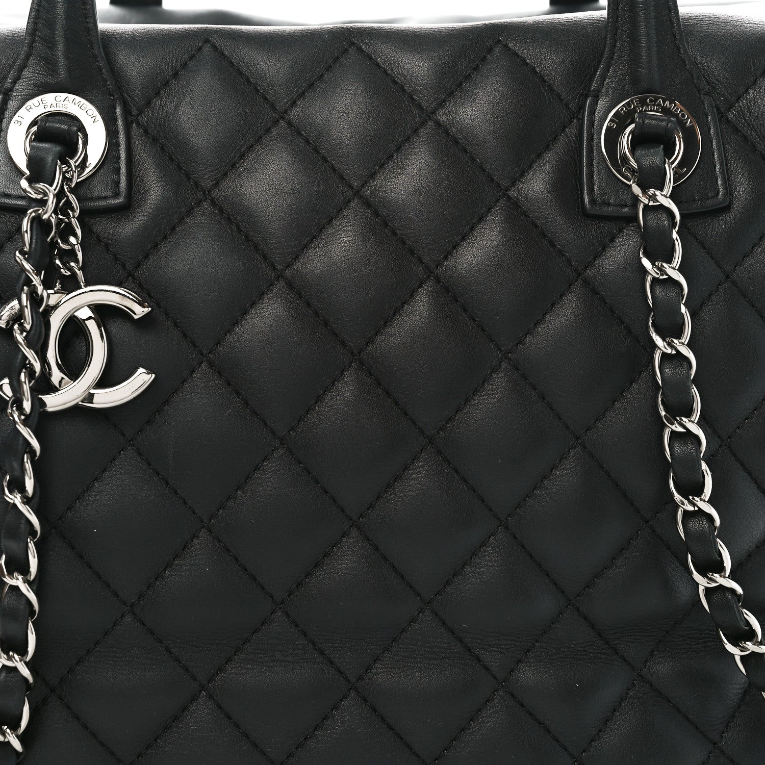 Chanel Calfskin Quilted Feather Weight Bowling Bag Black 8 of 12