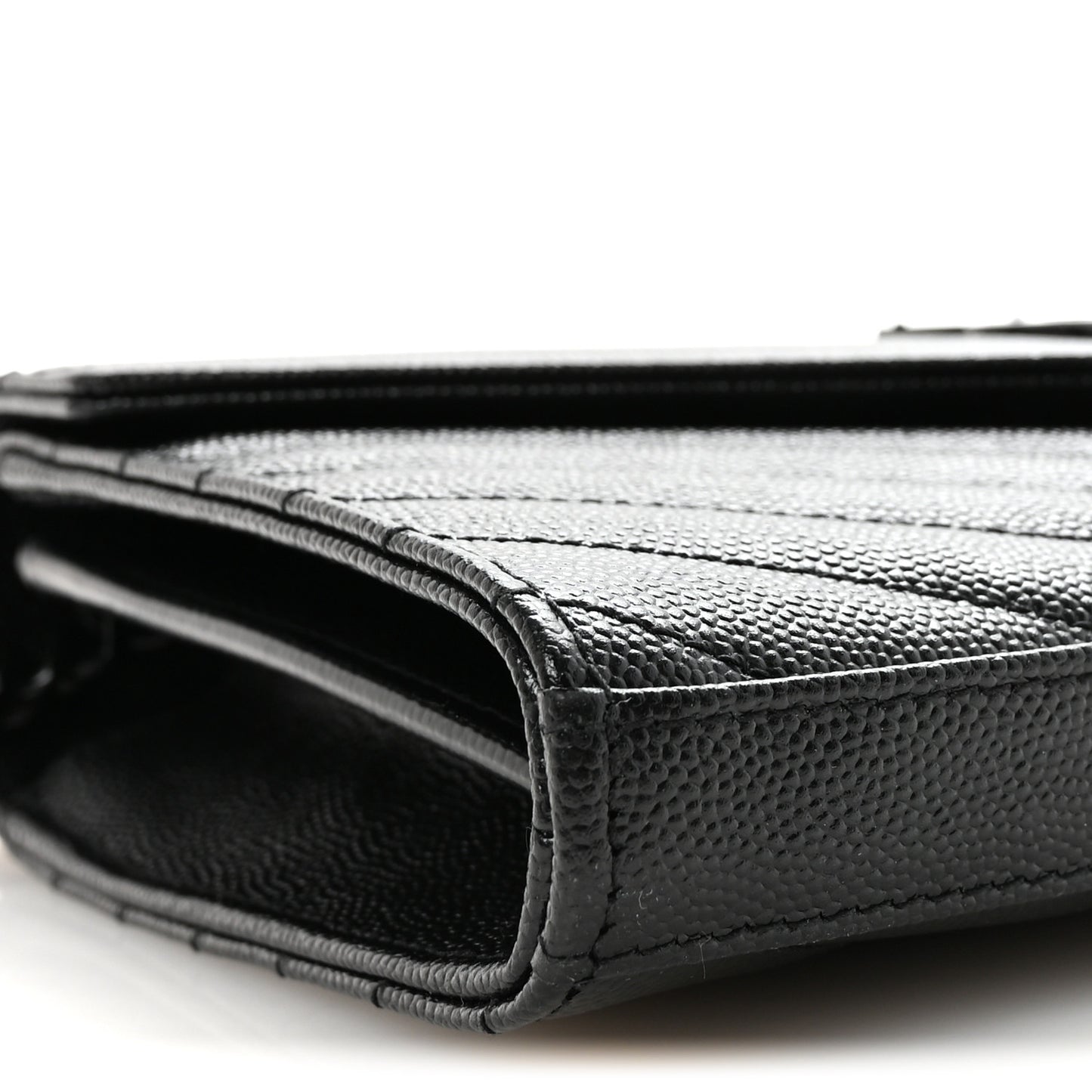 Grain De Poudre Matelasse Chevron Monogram Monochrome Chain Wallet Black