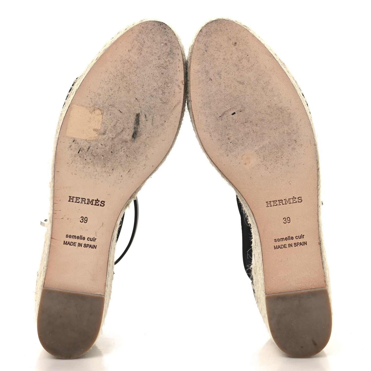 Hermes Calfskin Tipoli Espadrille Wedges 39 Black 6 of 9
