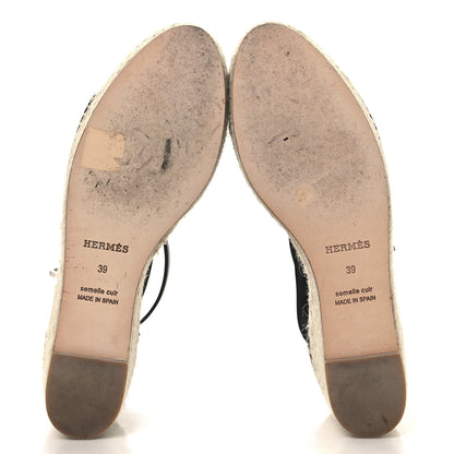 Hermes Calfskin Tipoli Espadrille Wedges 39 Black 6 of 9