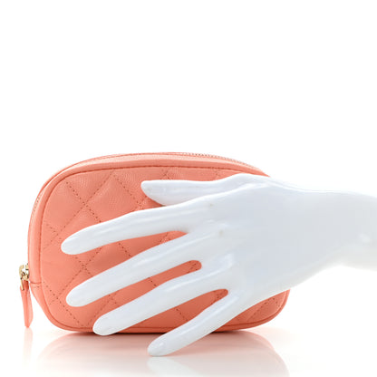 Chanel Caviar Quilted Small Curvy Pouch Cosmetic Case Light Orange 2 of 9