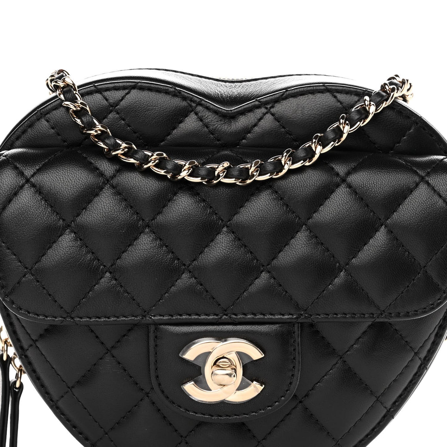 Lambskin Quilted CC In Love Heart Bag Black