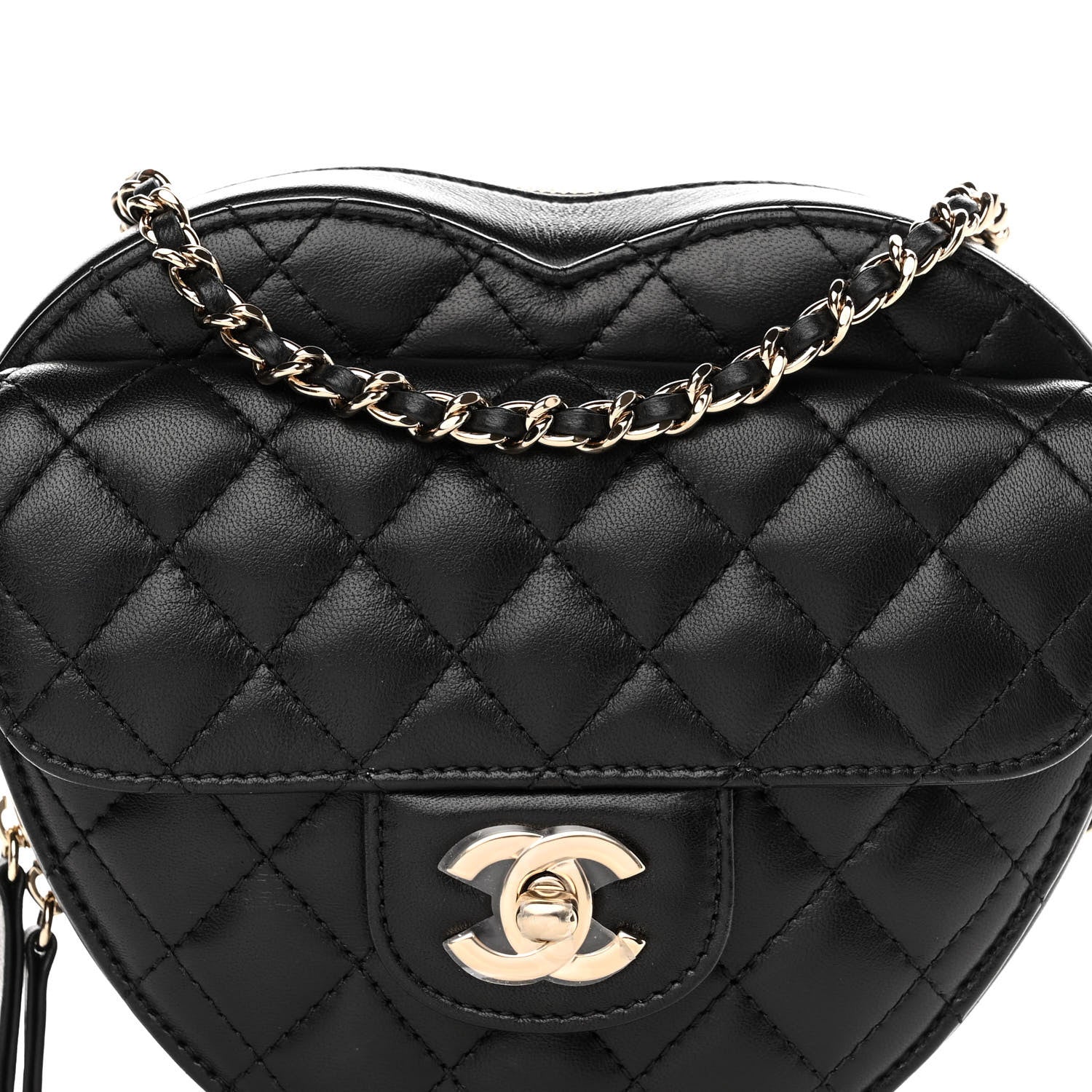 Chanel Lambskin Quilted CC In Love Heart Bag Black 8 of 11
