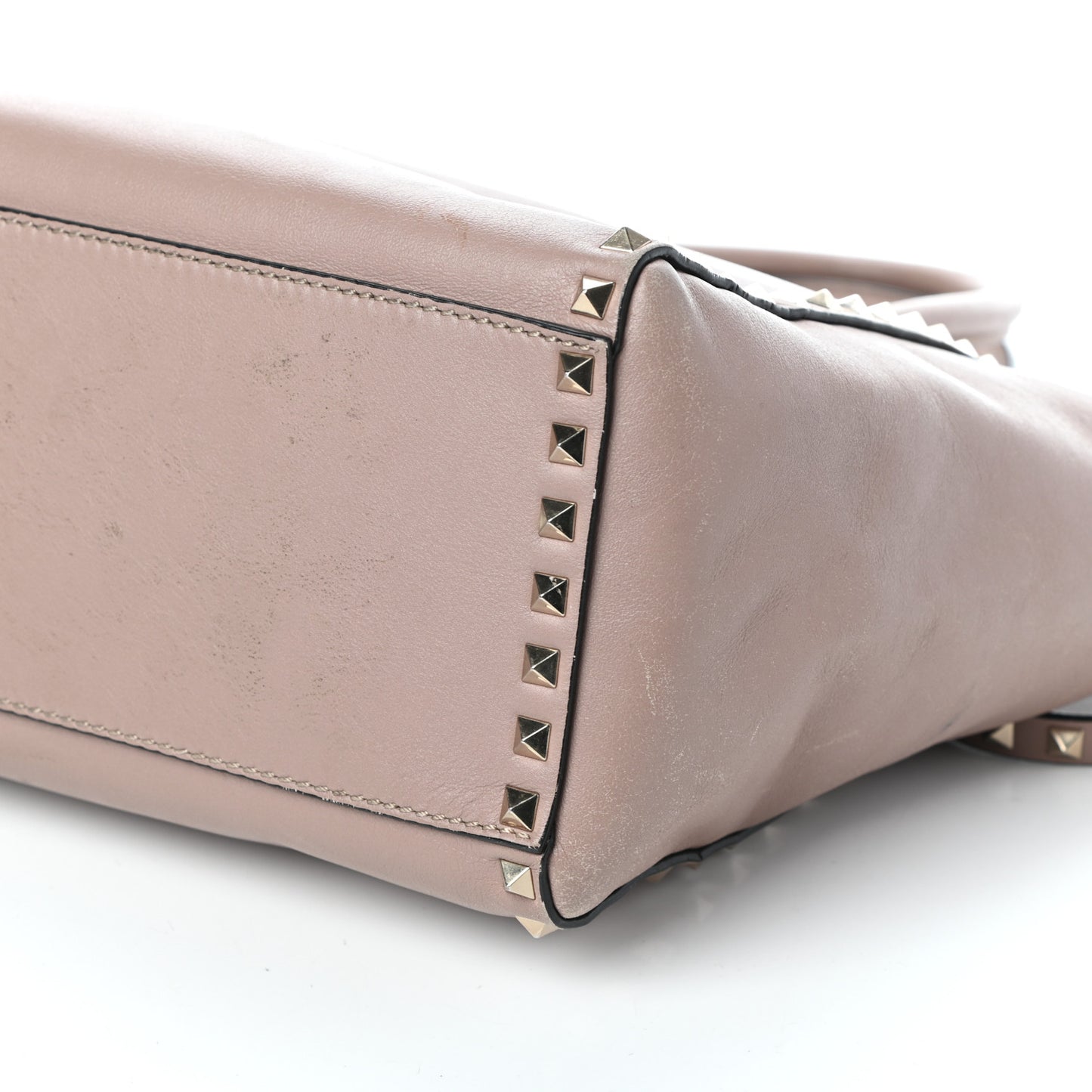 Vitello Rockstud Double Handle Tote Poudre