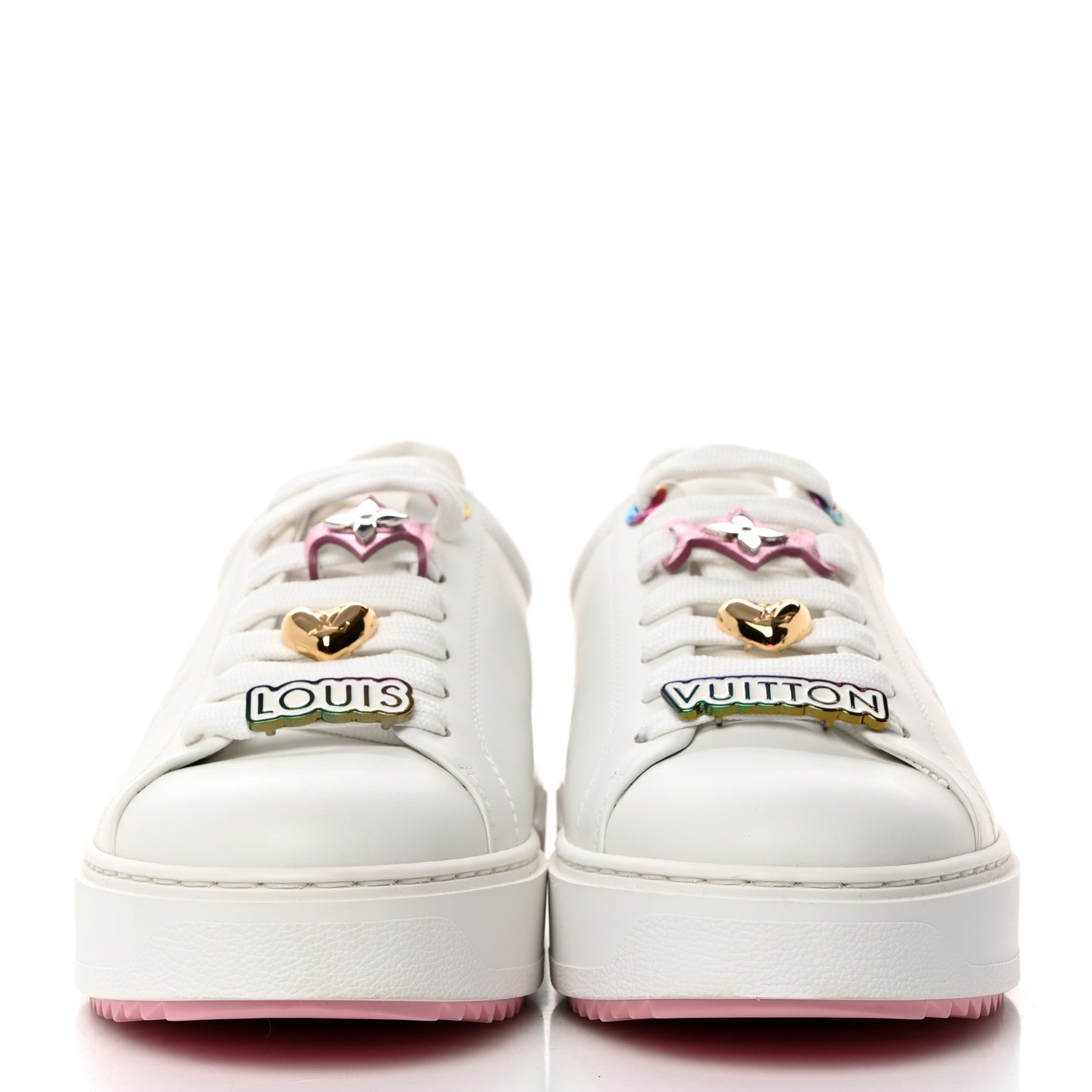 Louis Vuitton Lambskin Embossed Monogram Time Out Sneakers 39.5 White Pink 2 of 8