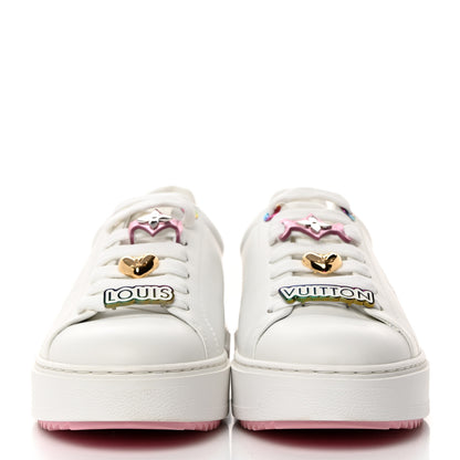Louis Vuitton Lambskin Embossed Monogram Time Out Sneakers 39.5 White Pink 2 of 8