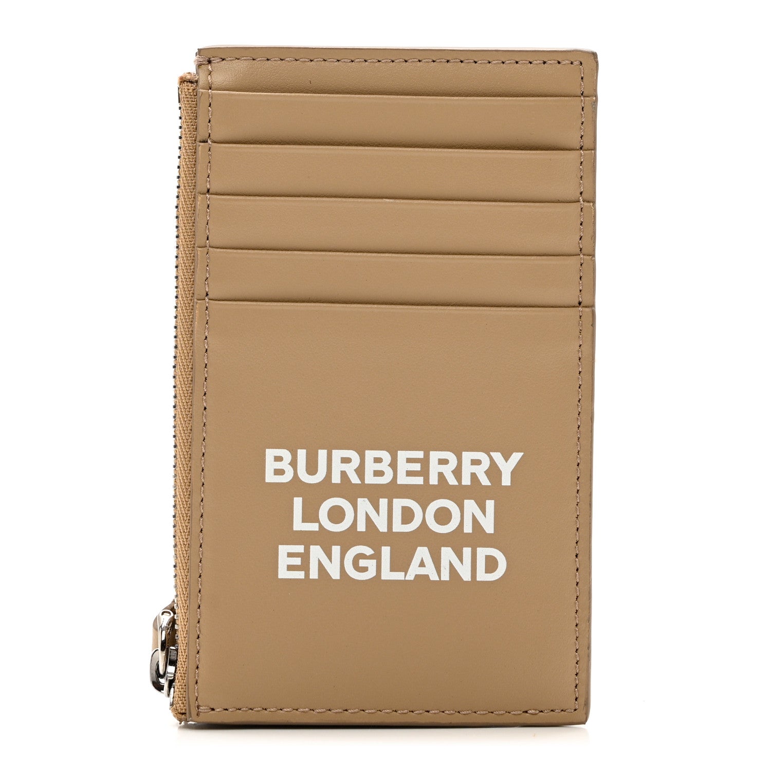 Burberry Calfskin London England Print Logo Card Holder Beige 1 of 6