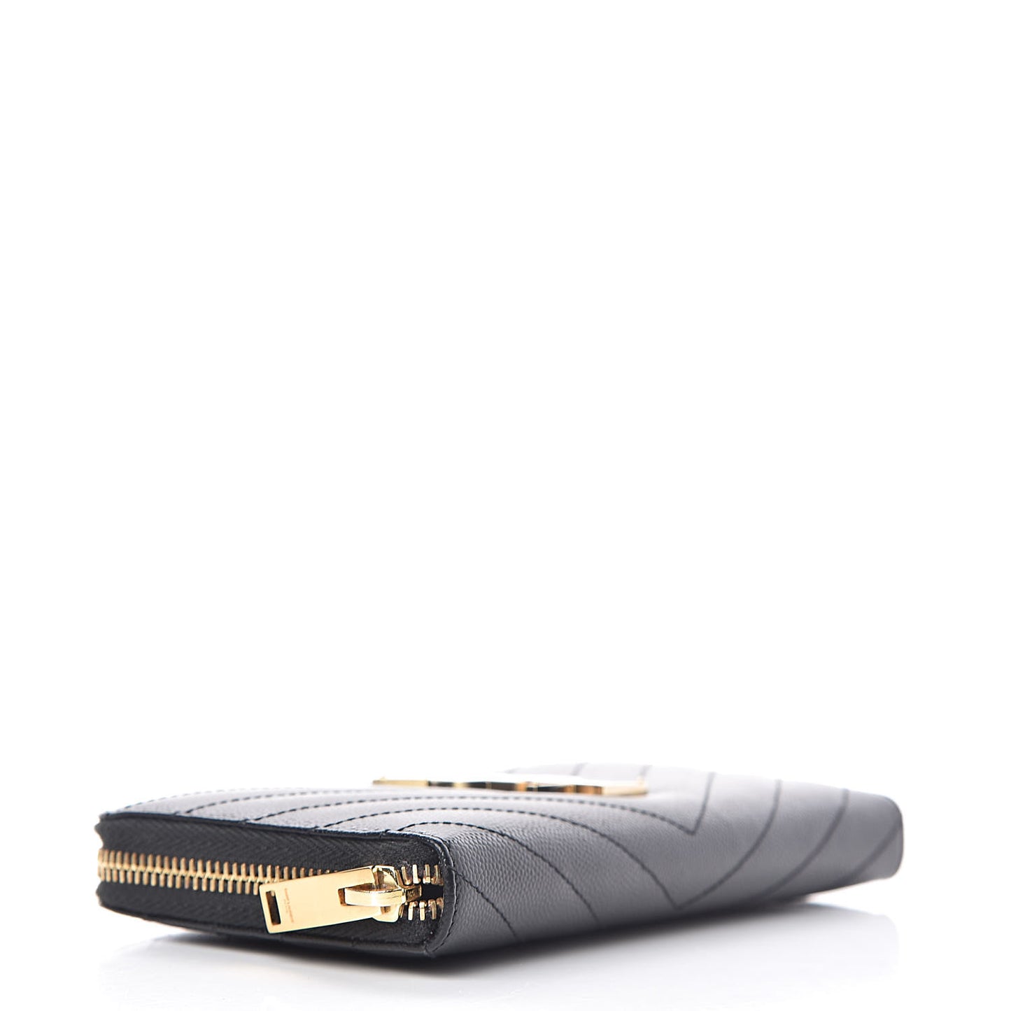 Grain De Poudre Matelasse Chevron Monogram Zip Around Wallet Black