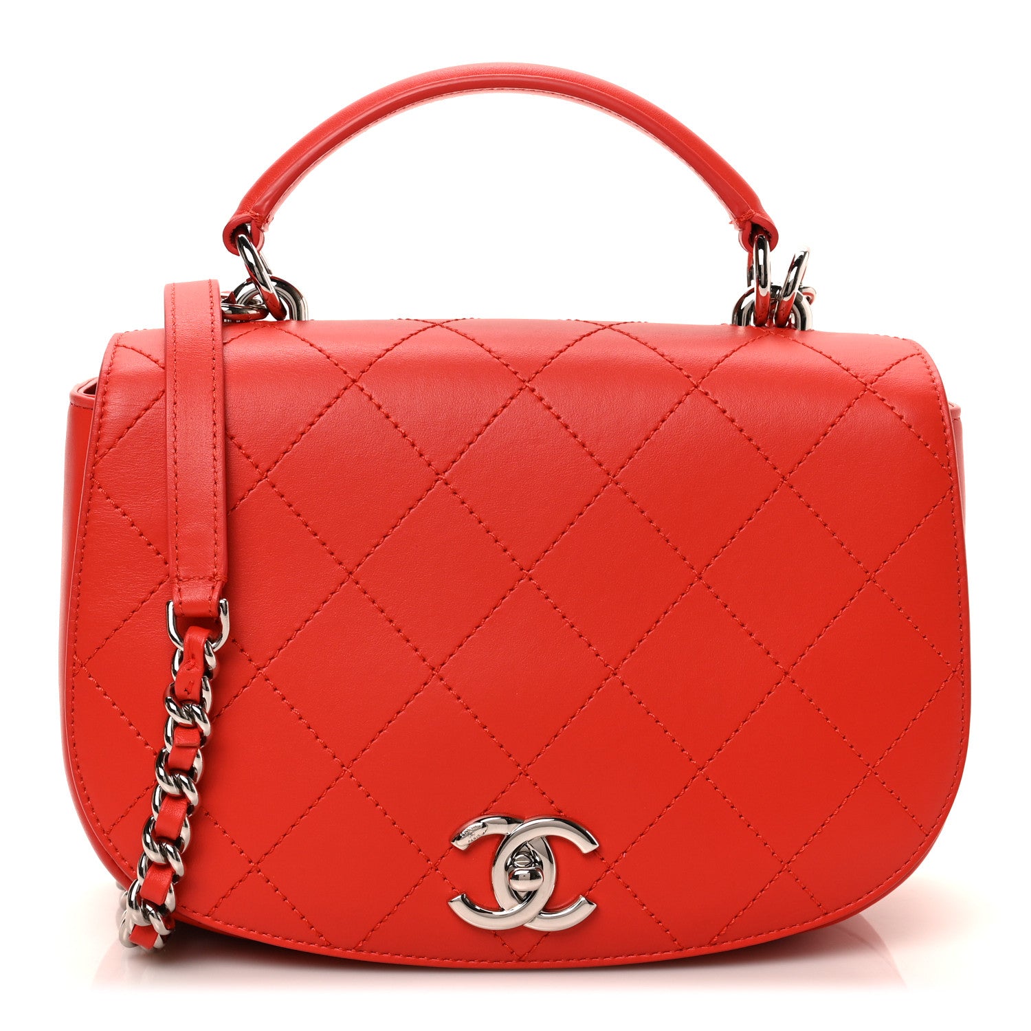 Chanel Calfskin Stitched Ring My Bag Flap Crossbody Red 1 of 9
