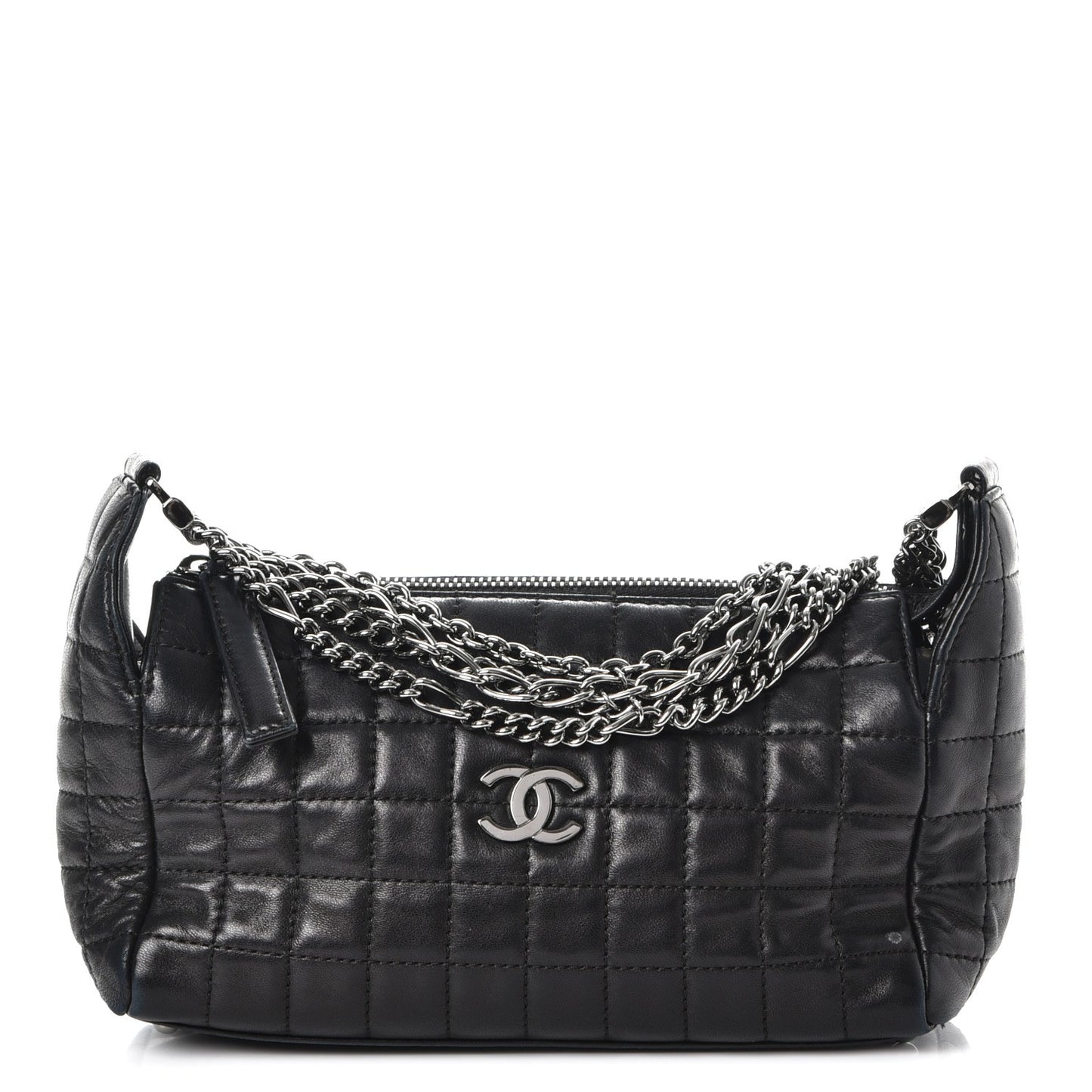 Lambskin Quilted Chocolate Bar Shoulder Bag Black