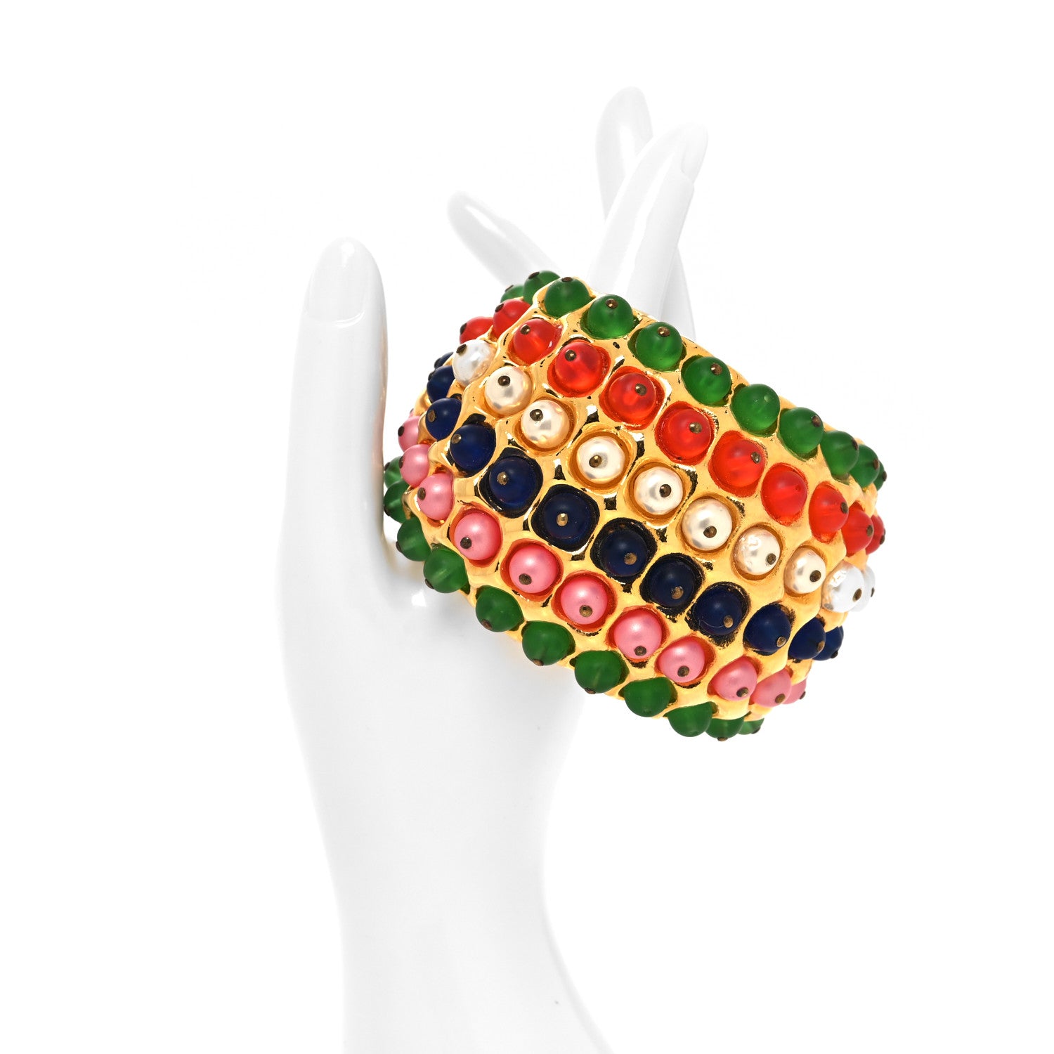 Chanel Metal Beaded Cuff Gold Multicolor 2 of 4