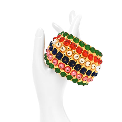 Chanel Metal Beaded Cuff Gold Multicolor 2 of 4