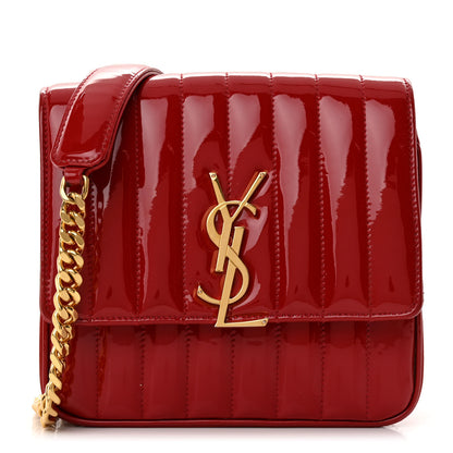 Saint Laurent Patent Calfskin Matelasse Medium Vicky Chain Bag Rouge Eros 1 of 12