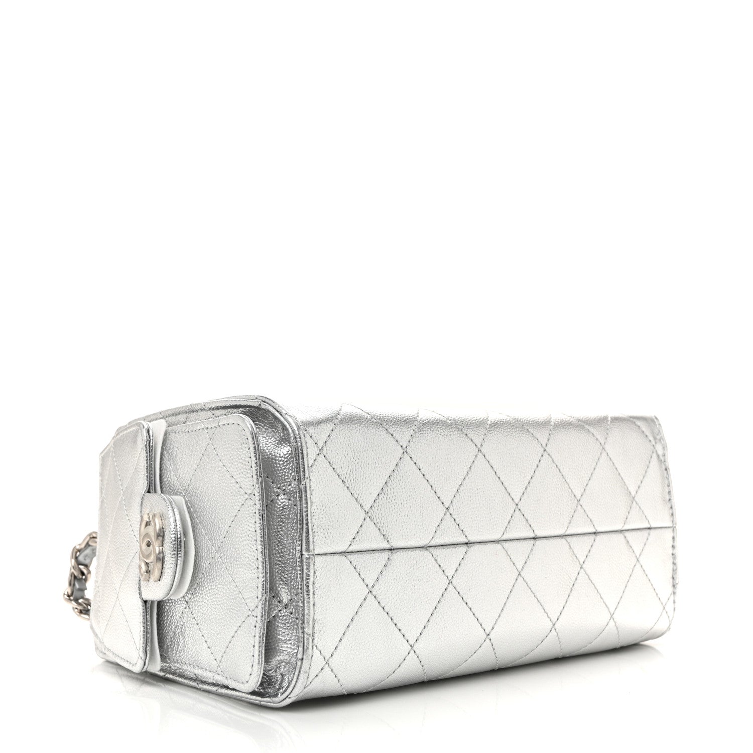 Chanel Metallic Caviar Quilted Mini Chanel 25 Handbag Silver 4 of 10