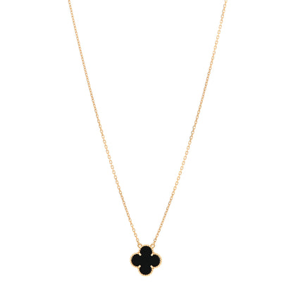 Van Cleef & Arpels 18K Yellow Gold Black Onyx Vintage Alhambra Pendant Necklace 1 of 6