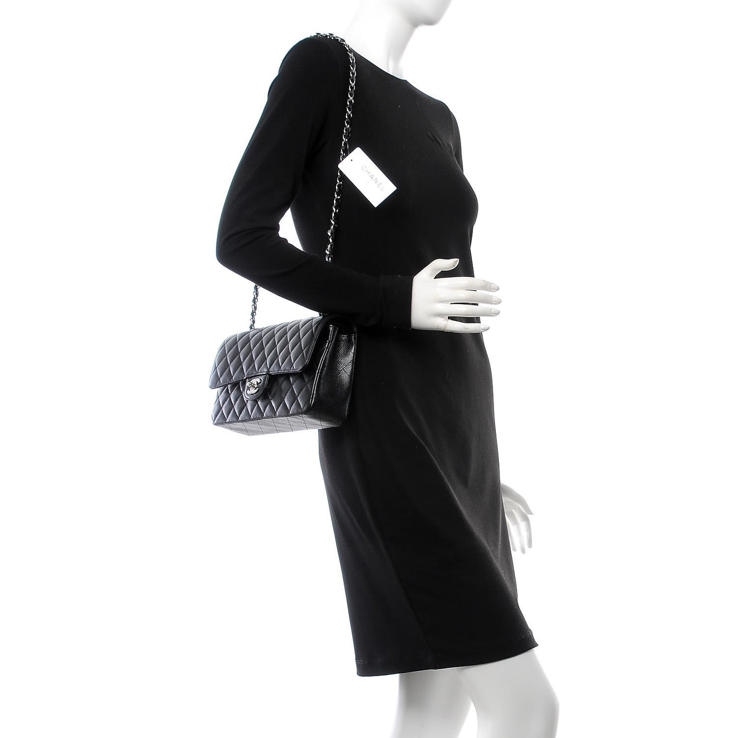 Caviar Quilted Medium Double Flap Black