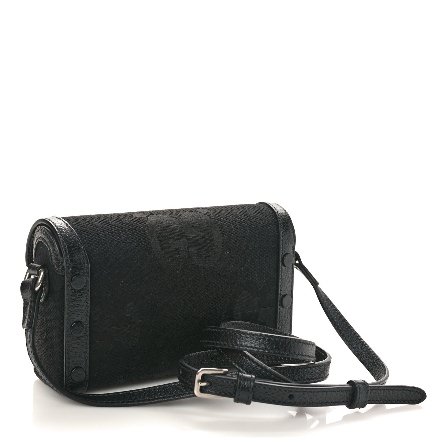 Monogram Jumbo GG Textured Dollar Calfskin Mini Horsebit 1955 Shoulder Bag Black