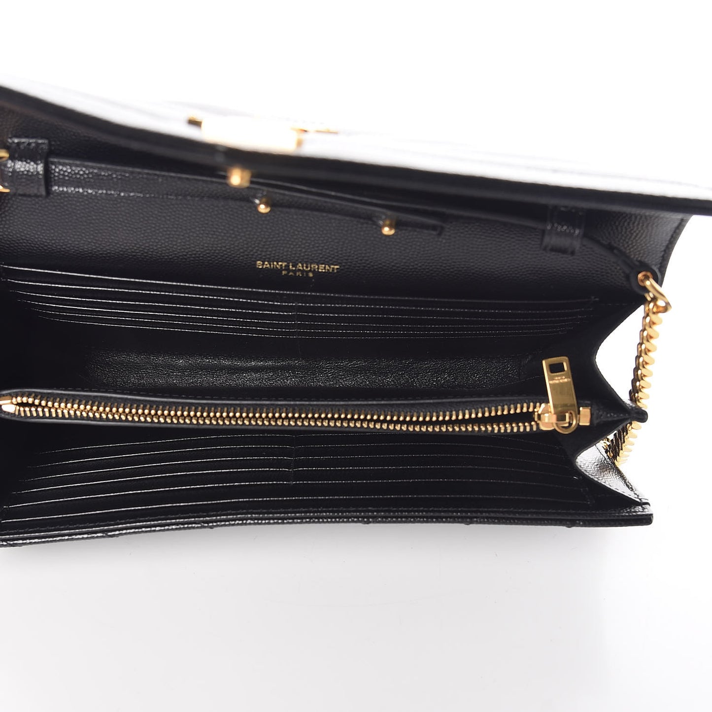Grain De Poudre Matelasse Chevron Monogram Chain Wallet Black