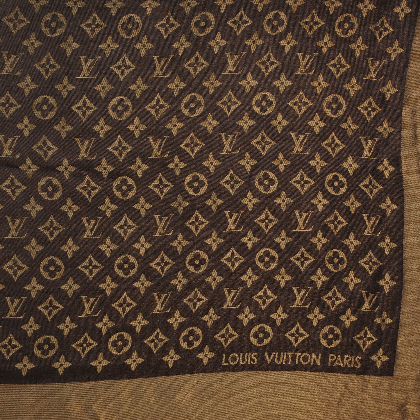 Silk Lurex Wool Monogram Shine Shawl Brown