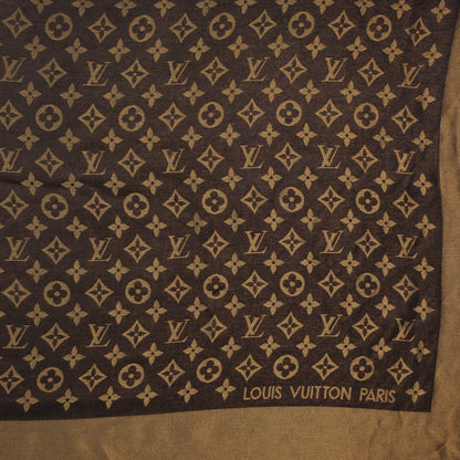 Louis Vuitton Silk Lurex Wool Monogram Shine Shawl Brown 4 of 5