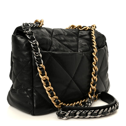 Chanel Goatskin Quilted Large Chanel 19 Flap Black 3 of 10