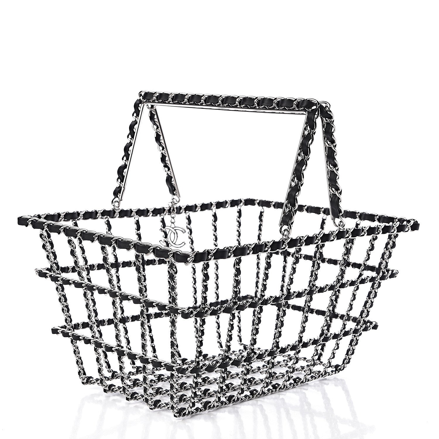 Chanel Brass Calfskin Grocery By Shopping Basket Silver 4 of 6
