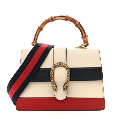 Gucci Calfskin Bamboo Web Medium Dionysus Top Handle Bag White Blue Hibiscus Red 1 of 13