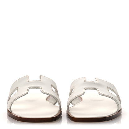Hermes Box Calfskin Oran Sandals 36 White 3 of 11