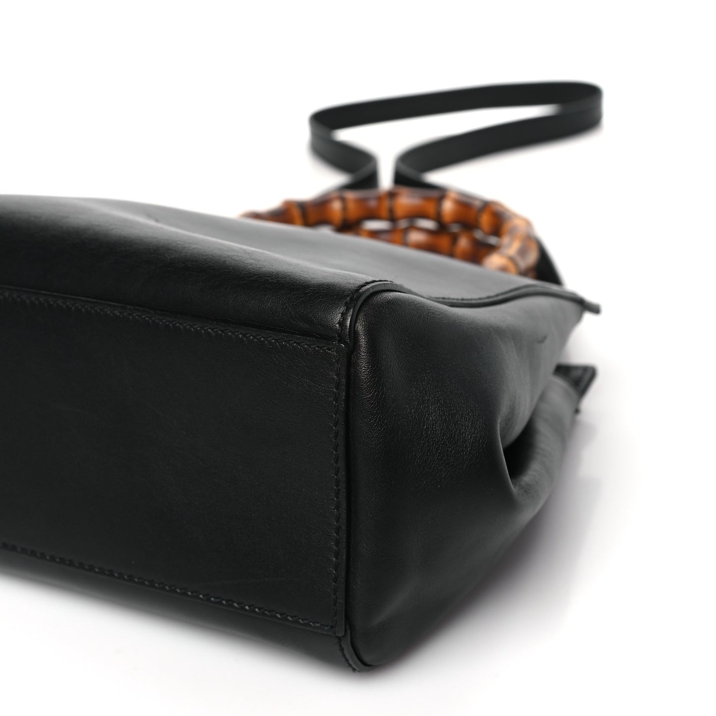 Nappa Bamboo Small Nymphaea Top Handle Bag Black