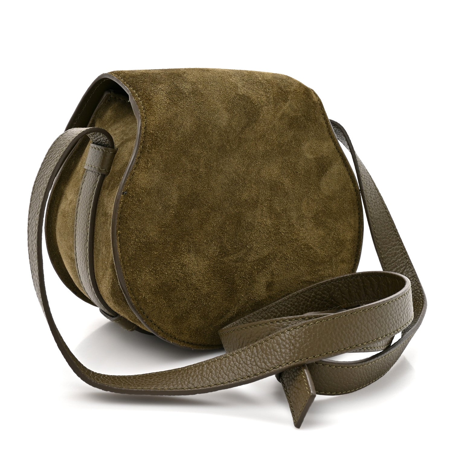 Chloe Suede Calfskin Small Marcie Saddle Bag Deep Olive 3 of 10