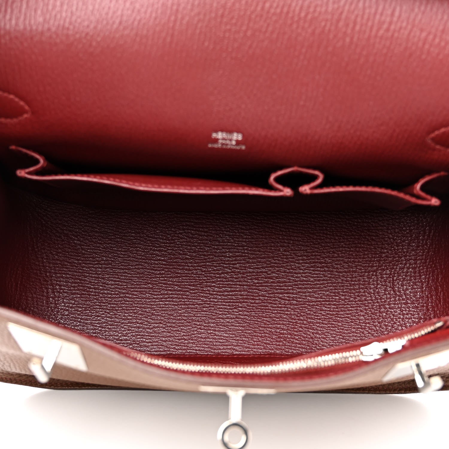 Hermes Taurillon Clemence Jypsiere 28 Marron D'Inde Rouge H 5 of 11