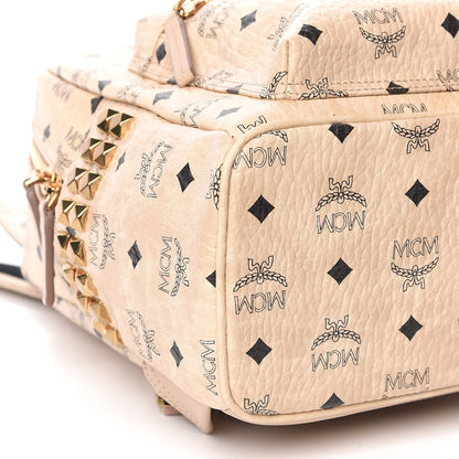 MCM Visetos Small Side Stud Stark Backpack Beige 10 of 11