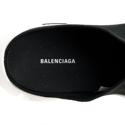 Balenciaga Neoprene Knit Womens Speed Sneakers Mules 39 Black White 7 of 9