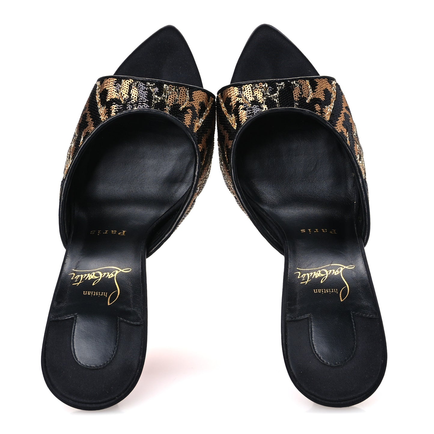 Satin Sequin Miss Z Ocelot 100 Mule 38 Black Multicolor