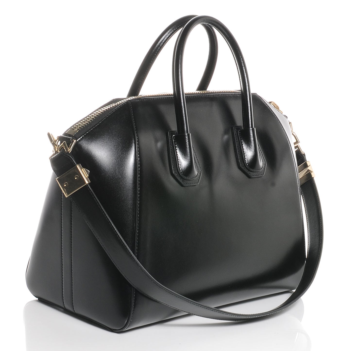 Shiny Lord Calfskin Medium Antigona Black