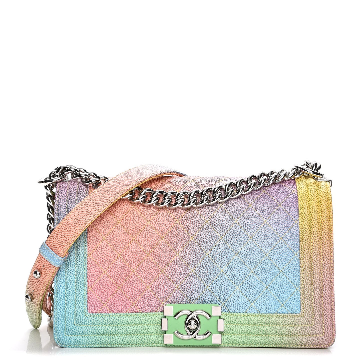 Caviar Quilted Medium Cuba Rainbow Boy Flap Multicolor
